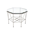**Table basse hexagonale en verre et métal**