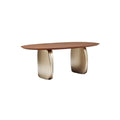 **Table contemporaine en bois et métal, design ovale**