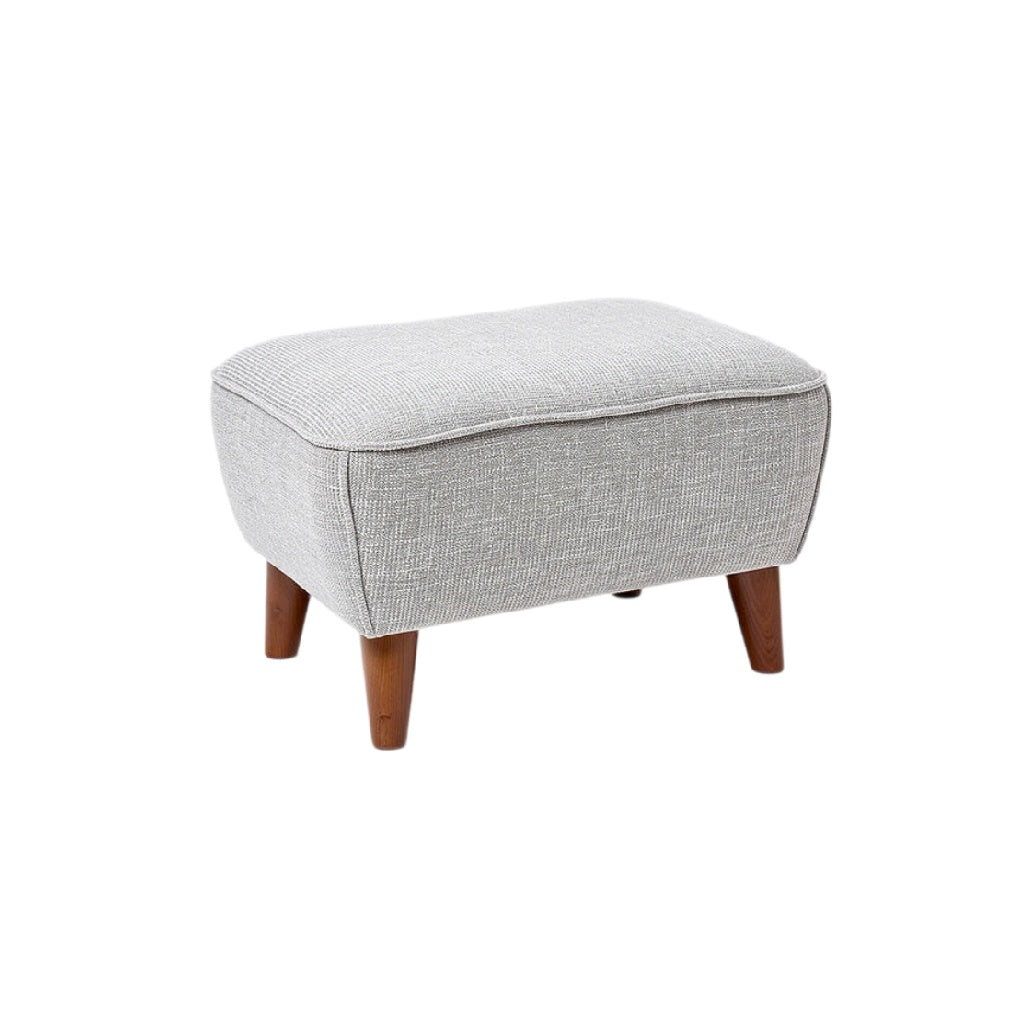**Pouf en tissu gris avec pieds en bois**