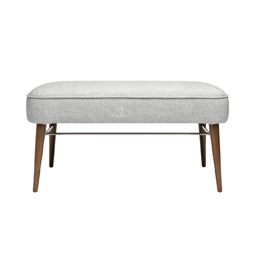 **Pouf en tissu gris avec pieds en bois**