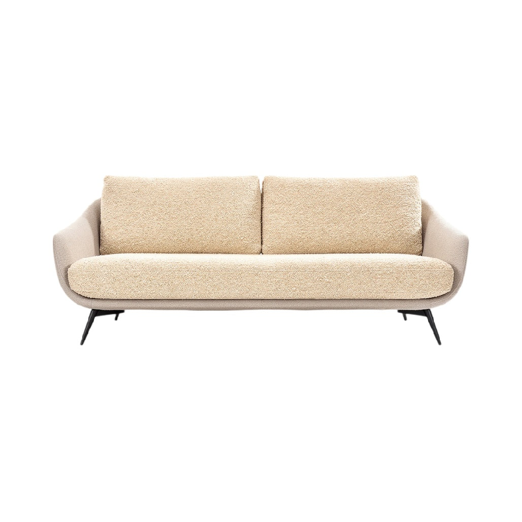 **Titre technique : Canapé moderne en tissu bouclé avec structure métallique**
