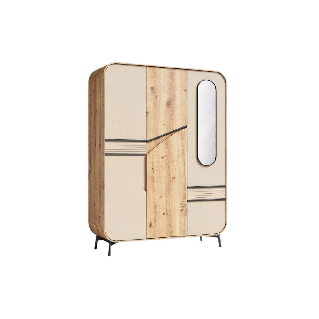 **Armoire en bois avec miroir et design moderne**