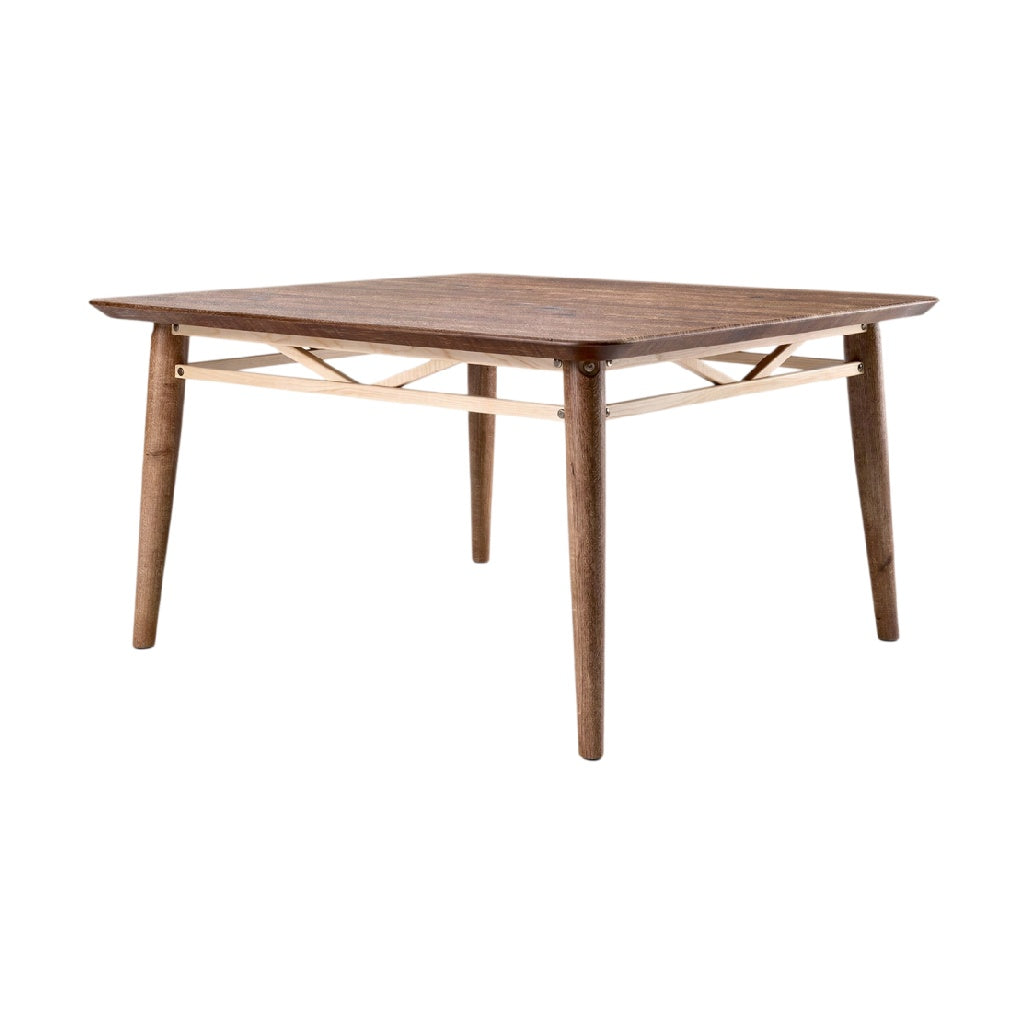**Table basse carrée en bois avec support en croix**